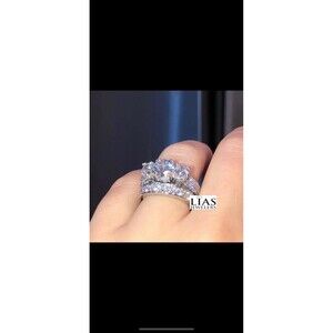 New 18k white gold plated wedding ring set